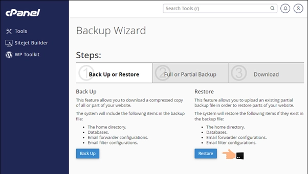 بازگردانی بکاپ در cpanel